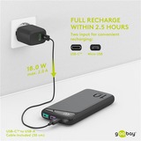goobay 53936 banque d'alimentation électrique Lithium Polymère (LiPo) 10000 mAh Noir, Powerbank Noir, 10000 mAh, Lithium Polymère (LiPo), 3,7 V, Noir